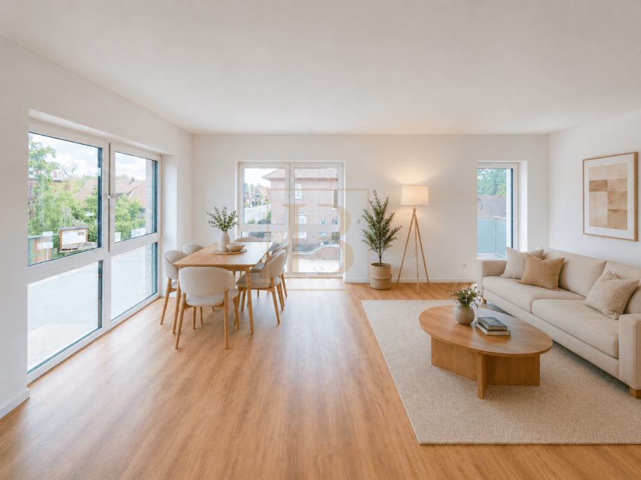 Wohnbereich mit gro�en Fensterfl�chen Etagenwohnung Wrestedt